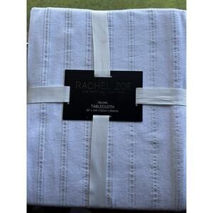 RACHEL ZOE Tablecloth White Silver Shimmer Oblong 60 x 104 NEW